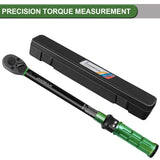 1 x RAW Customer Returns Uharbour torque wrench, torque wrench bicycle motorcycle car, 0.1 Nm micro adjustment with lock, 3 error accuracy torque wrench with 72 teeth 1 2 , 20-230Nm green  - RRP €42.53