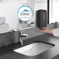 1 x RAW Customer Returns AIKE Commercial Wall Mount Automatic Liquid Soap Dispenser Stainless Steel Finish 1100ml Large Capacity Matte Black - RRP €49.9