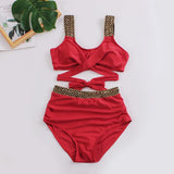 1 x RAW Customer Returns jakloz Women s Bikini Set Sexy Swimsuit Lace Up Bikini Beachwear Tummy Control Two-Piece Crossed Swimsuit Red, L  - RRP €20.16