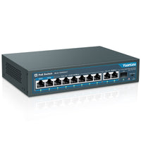 1 x RAW Customer Returns YuanLey 11 Port Gigabit PoE Switch, 8 PoE Port 1000 Mbps, 2 Gigabit Uplink, 1 SFP Port, 120W 802.3af at, Metal, Qos, Unmanaged Plug and Play Ethernet Smart Detection Ethernet Switch - RRP €64.99