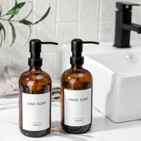 1 x RAW Customer Returns MIUSITE Soap Dispenser Glass, 500ml Soap Dispenser Brown with Stainless Steel Pump, Solid Soap Dispenser Set for Kitchen, Bathroom and Shower, Vintage Brown Glass Bottles with Pump and Labels - 2 Pieces - RRP €18.41