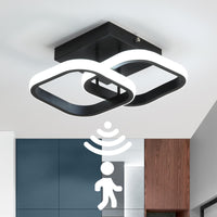 1 x RAW Customer Returns EIDEARAY LED ceiling light with motion detector indoor, 22W cold white 6000K ceiling lamp, 24 20 9CM sensor lamp, suitable for hallways, garages, bathrooms, basements, carports, stairwells black  - RRP €25.08