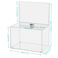 1 x RAW Customer Returns Belle Vous acrylic donation box with key - 16 x 10 x 21.5cm transparent money box - donation box made of acrylic - lockable donation box - RRP €26.99