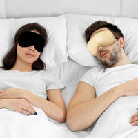 1 x Brand New Silk Sleep Eye Cover, 2 Pieces Artificial Silk Eye Mask for Men Women with Adjustable Elastic for Sleeping and Travel Black, Gold  - RRP €22.8