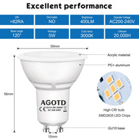 1 x RAW Customer Returns AGOTD GU5.3 MR16 LED lamps, 7W 580Lumen 2700K warm white 38 beam angle GU5.3 LED spot, replacement for 60W 50W halogen spotlights, 12V AC DC 50mm diameter LED spotlights, aluminum, not dimmable - RRP €33.26