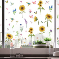 8 x Brand New YICHEN window pictures sunflower window stickers, 6 sheets window stickers PVC stickers, reusable window film window decoration window stickers for children s room wall decoration - RRP €80.56