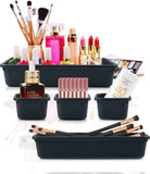 1 x RAW Customer Returns STOUCLA drawer organization system, 16 pieces drawer organizer kitchen, make up organizer, 3 sizes plastic storage box for kitchen, bathroom, make-up, office, dressing table, bedroom, black - RRP €20.4