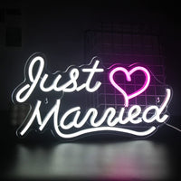 1 x RAW Customer Returns SIGNSHIP Just Married Neon Sign White Pink LED Marry Neon Light for Wall Decoration USB Powered Light Sign for Bedroom Wedding Party Engagement Valentine s Day Decoration - RRP €38.6