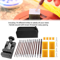 1 x RAW Customer Returns Stone Carving Tools, Stone Carving Set, 18 Pcs Set Stone Carving Tool Sets Manganese Steel Flat Oblique Knife Woodworking Tools with Mini Clamp Bed for Carving Enthusiasts - RRP €30.49