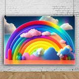 1 x RAW Customer Returns YongFoto 3x2m Kids Backdrop Colorful Rainbow Clouds Blue Sky Photography Background for Nanny Birthday Party Newborn Cake Table Baby Shower Photo Booth Studio Props - RRP €33.99