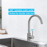 1 x RAW Customer Returns ONECE high pressure faucet kitchen sink faucet made of brushed stainless steel, kitchen faucet with 360 rotating spout, single lever mixer tap for kitchen, matt - RRP €36.88