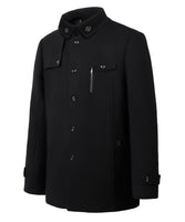 1 x RAW Customer Returns Yukirtiq Men s Winter Coat Short Coat Wool Coat with Stand-Up Collar Business Coat Winter Jacket Transition Jacket Leisure Warm Men s Coat, Black, XXL - RRP €53.48