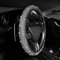 1 x RAW Customer Returns URAQT Car Steering Wheel Covers, Universal 36-38cm Steering Wheel Cover, Car Steering Wheel Cover with Bling Bling Sparkling Rhinestone for Most Cars White  - RRP €9.99