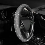 1 x RAW Customer Returns URAQT Car Steering Wheel Covers, Universal 36-38cm Steering Wheel Cover, Car Steering Wheel Cover with Bling Bling Sparkling Rhinestone for Most Cars White  - RRP €9.99