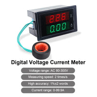 1 x RAW Customer Returns KETOTEK Voltmeter Ammeter Digital Voltage Display Current Meter AC 80-300V 100A Multimeter Volt Ampere LED Display Panel with Current Transformer - RRP €19.67