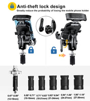 1 x RAW Customer Returns iMESTOU Motorcycle Fork Stem Cell Phone Mount, Anti-Theft Device, 1 Ball Cell Phone Mount with Double Socket Arm Fits RAM B Components 720 Rotatable for 3.5 -6.8 Cell Phones - RRP €36.44