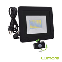 1 x RAW Customer Returns Lumare 50W LED spotlight with motion detector and plug Outdoor and indoor lamp LED IP65, 5000lm Mini floodlight lamp Replaces approx. 350W incandescent bulbs In 3000K warm white - RRP €29.2