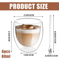 1 x RAW Customer Returns Molbory 6-piece double-walled espresso cup set 80ml, coffee glasses with 6 spoons, latte macchiato glasses set, cappuccino glasses, coffee cups glass, double-walled thermal glasses, espresso cups glass - RRP €19.99