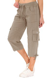 1 x RAW Customer Returns JINSHI women s summer cargo trousers, 3 4 trousers, Capri leisure trousers, lightweight jogging trousers, hiking trousers, outdoor trousers with cargo pockets, khaki, size S - RRP €36.99