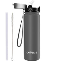 1 x RAW Customer Returns GOPPUS 1L 32oz Thermos Bottle with Straw Double Layer Stainless Steel Drinking Bottle 1 Liter Insulated Bottle Leak-Proof Sports Water Bottle Carbonated Water Bottle Drinking Bottles BPA-Free Water Bottle - RRP €19.99