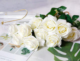 1 x RAW Customer Returns DuHouse Pack of 10 Artificial Roses Silk Flowers Fake Rose 54 cm Single Long Stem Artificial Flowers Bouquet for Bridal Bouquet Arrangement Wedding Table Centerpiece Party Home Kitchen Decor White  - RRP €16.77