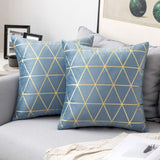 1 x Brand New MIULEE 2 Pieces Gold Print Square Cushion Cover Elegant and Soft Pillow Case for Sofa Chair Office Bed Modern Decorative Home Room Decoration 40x40cm Aqua Blue - RRP €20.4