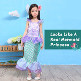 1 x RAW Customer Returns ACWOO Mermaid costume for girls and children, 3-piece set of Ariel costumes, mermaid princess dress for children with crown, magic wand for Christmas fancy dress, carnival, Halloween party - RRP €17.14