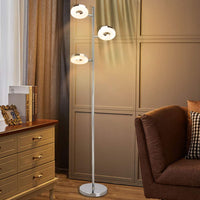 1 x RAW Customer Returns PADMA 12W LED floor lamp living room with 3 bulbs, modern floor lamp swivel with foot switch, warm white 3000K, 960LM, 3 4W ceiling floodlight for reading room bedroom office - RRP €62.99