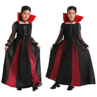 13 x Brand New FOVER Vampire Costume Girls Dracula Costume Children Royal Vampire Queen Cosplay Dress Halloween Carnival Theme Party Dress Up Outfit with Accessories Teeth Necklace Sticker FR032XL - RRP €272.87