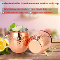 1 x RAW Customer Returns BVHOTO Moscow Mule Mugs, Set of 4, 4 x 18 oz Copper Mugs, 4 x Straws, Stainless Steel and Copper Plated Moscow Mule Mugs, Hammered and Handmade for Home, Bar, Party - RRP €25.1