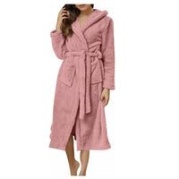 1 x RAW Customer Returns MMIHOIM bathrobe women fluffy with hood bathrobe women fluffy, fleece dressing gown women, cozy bathrobes for women pink, M  - RRP €30.24