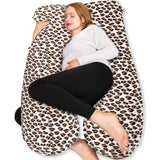 1 x RAW Customer Returns Chilling Home pregnancy pillow, U shape side sleeper pillow with cover U pillow nursing pillow large positioning pillow, pillow for women and side sleepers leopard print, velvet  - RRP €45.37