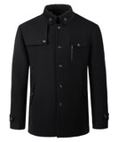 1 x RAW Customer Returns Yukirtiq Men s Winter Coat Short Coat Wool Coat with Stand-Up Collar Business Coat Winter Jacket Transition Jacket Leisure Warm Men s Coat, Black, XXL - RRP €53.48