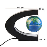 1 x RAW Customer Returns MINGZE C Shape Magnetic Levitation Floating Globe World Map with LED Lights for Desk Decoration - Birthday Christmas Gift for Kids, Home and Office Desk Decoration Blue  - RRP €23.42