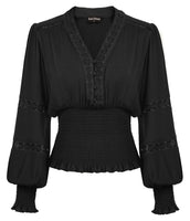 1 x RAW Customer Returns SCARLET DARKNESS Women s Medieval Lace Blouse, Black, M - RRP €44.99