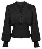 1 x RAW Customer Returns SCARLET DARKNESS Women s Medieval Lace Blouse, Black, M - RRP €44.99