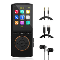 1 x RAW Customer Returns MUSRUN MP3 Player with Strong Bluetooth, 32GB Sports MP3 Player with AUX Input, Recording, FM Radio, HiFi Music, Shuffle, Time Sleeper, Matte Black Headphones, USB Cable, AUX Cable Included e - RRP €35.78