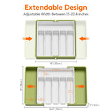 1 x RAW Customer Returns Lifewit Cutlery Holder, Expandable Utensil Holder for Drawer, Adjustable Cutlery Tray, Compact Cutlery Insert for Drawers Made of Plastic for Spoons, Forks, Knives, Large, Green and White - RRP €20.16