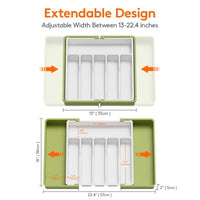 1 x RAW Customer Returns Lifewit Cutlery Holder, Expandable Utensil Holder for Drawer, Adjustable Cutlery Tray, Compact Cutlery Insert for Drawers Made of Plastic for Spoons, Forks, Knives, Large, Green and White - RRP €20.16