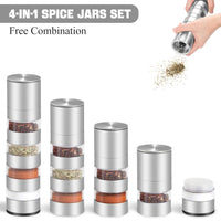 2 x RAW Customer Returns Mini Spice Jars Set with Lid, DASKING 4-in-1 Camping Spice Organizer with Spice Grinder, Manual Grinding, Stainless Steel Portable Spice Jars for Outdoor Picnic, BBQ, Travel -Spice Jars Spice Shaker - RRP €46.36