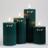 1 x RAW Customer Returns Eywamage 4 Pack Green Flameless LED Pillar Candles with Remote Control, Flickering Tall Battery Operated Candles D 3 H 4 5 6 8  - RRP €29.23