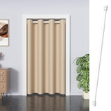 1 x RAW Customer Returns ACYOUNG door curtain with telescopic rod, easy installation without drilling brown, 200 x 120cm HxW and 50 to 80 cm telescopic rod  - RRP €32.26