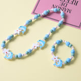 1 x Brand New YKKJ Wooden Children s Jewelry Set, Unicorn Friendship Bracelet Unicorn Beaded Necklace and Bracelet Gift for Girls Birthday Party Dress Up Costume Accessories, Small Flower - RRP €20.4