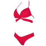 1 x RAW Customer Returns DOULAFASS Women s Bikini Set Sexy Bikini Brazilian Style Low Waist String Triangle 2-piece Bikini Red L - RRP €34.98