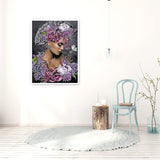 1 x RAW Customer Returns DCIDBEI 40x50CM 5D Diamond Painting Set Grapes Elf, DIY Woman Sexy Diamond Painting Rhinestone Full Square Cross Stitch Living Room Bedroom Decoration purple flower fairy - RRP €20.4