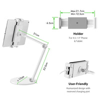 1 x RAW Customer Returns Viozon Tablet Holder, 360 Degree Rotatable Height and Angle Adjustable, High Quality Aluminum Alloy Long Arm Compatible with Cellphone and Tablet, iPhone, iPad DE-AP-7LW-1 - RRP €37.99