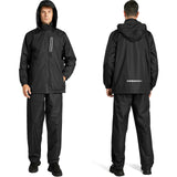 1 x RAW Customer Returns SwissWell Men s Rain Suit Long Sleeve Snowsuit Waterproof Windproof Hooded Raincoat Hooded Jacket Suit Windbreaker Rainwear Made of Polyester Rain Jacket Rain Pants Charcoal Color 2XL - RRP €66.54