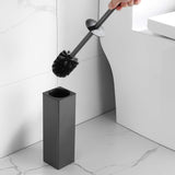 1 x RAW Customer Returns BGL Toilet Brush and Holder, Silicone Toilet Brush Holder, 2 Brush Heads, Aluminum Square Toilet Brush for Bathroom Cleaning, Toilet Brushes Gray  - RRP €23.02