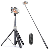 1 x RAW Customer Returns ATUMTEK Selfie Stick 165CM 3 in 1 Selfie Stick Bluetooth Telescopic Selfie Stick Tripod with Removable Remote Control Phone Tripod for iPhone 13 Pro Max, Samsung and other Smartphones Black  - RRP €44.93