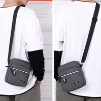 1 x RAW Customer Returns Shoulder bag men s shoulder bag canvas shoulder bag for mobile phone for travel, hiking and outdoor sports, grey - RRP €32.4